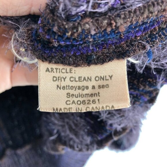 Zonda Nellis Purple Multicolored thread woven eyelash zipup Sweater / jacket M - Picture 7 of 15
